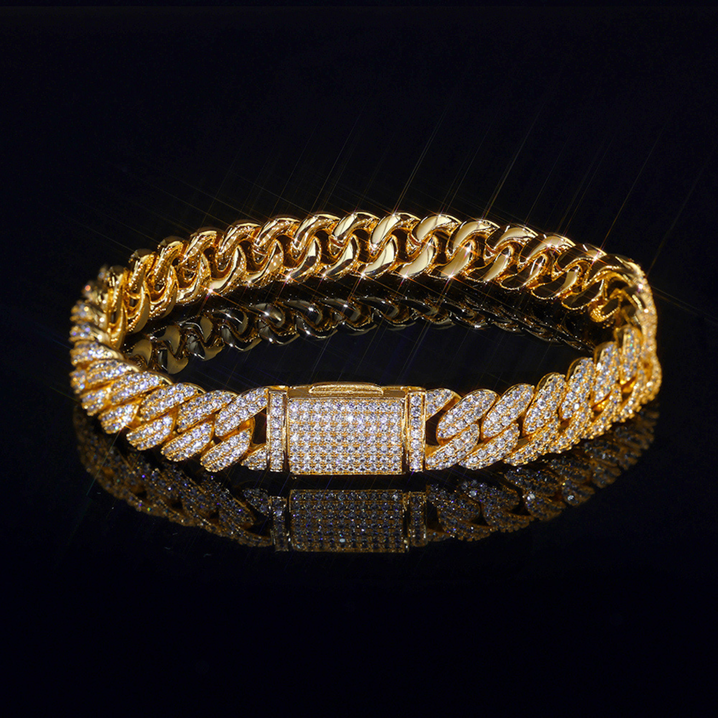 Moissanite Miami Cuban Link Bracelet 14K Gold (All Sizes)