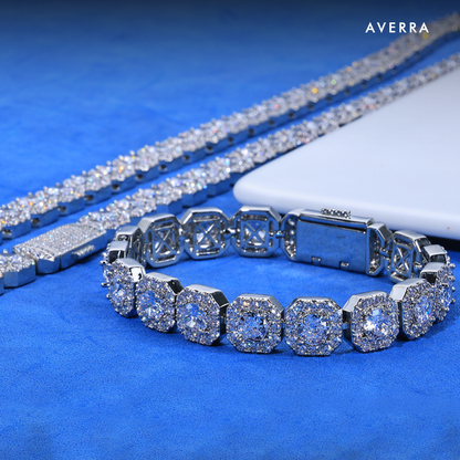10MM Moissanite Clustered Tennis Bracelet
