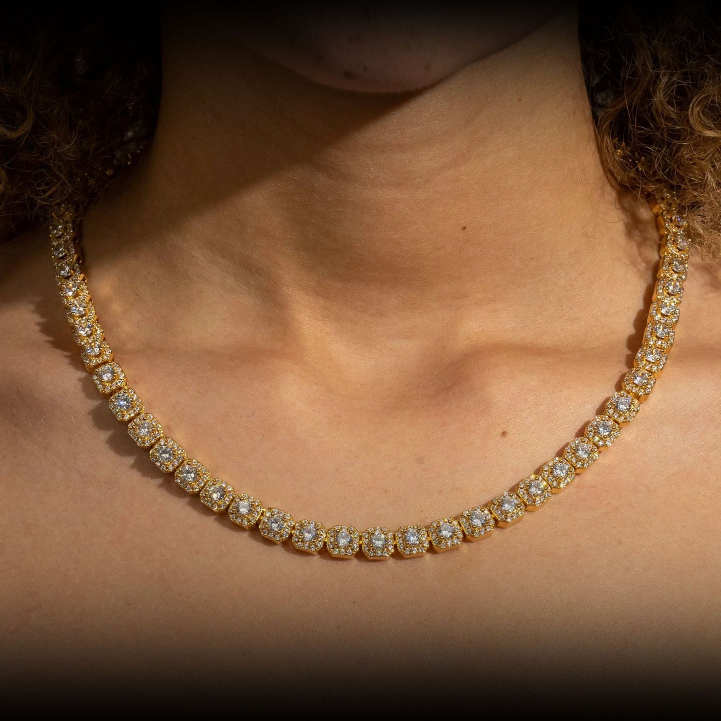 Moissanite Clustered Tennis Chain 14K Gold