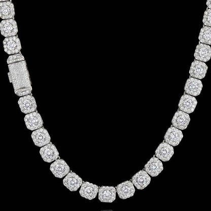 Moissanite Clustered Tennis Chain 14K Gold